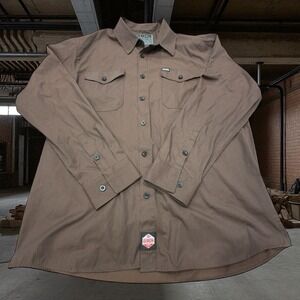 Dixxon Flannel Workforce Brown Pinstripe Button Up Long Sleeve Shirt 2XL‎ Mens